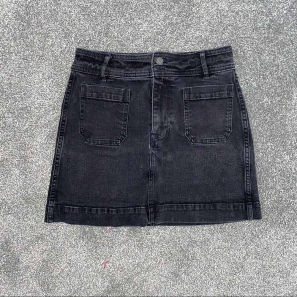 Madewell Black Denim Mini Skirt A-line Stretch Women’s Size 0